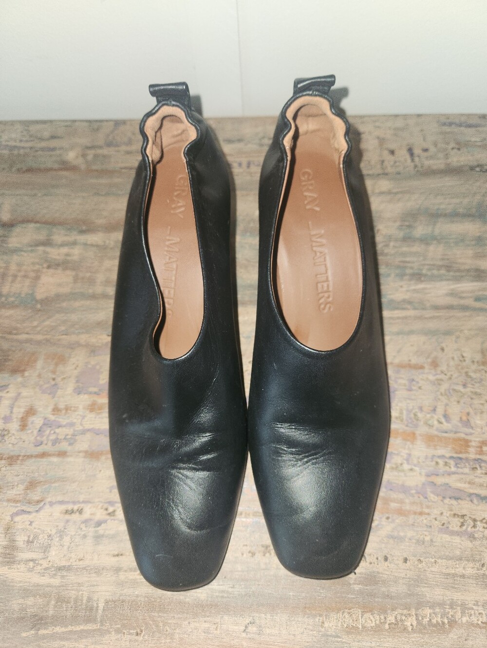 Gray Matters Leather Heel Slip On Shoes